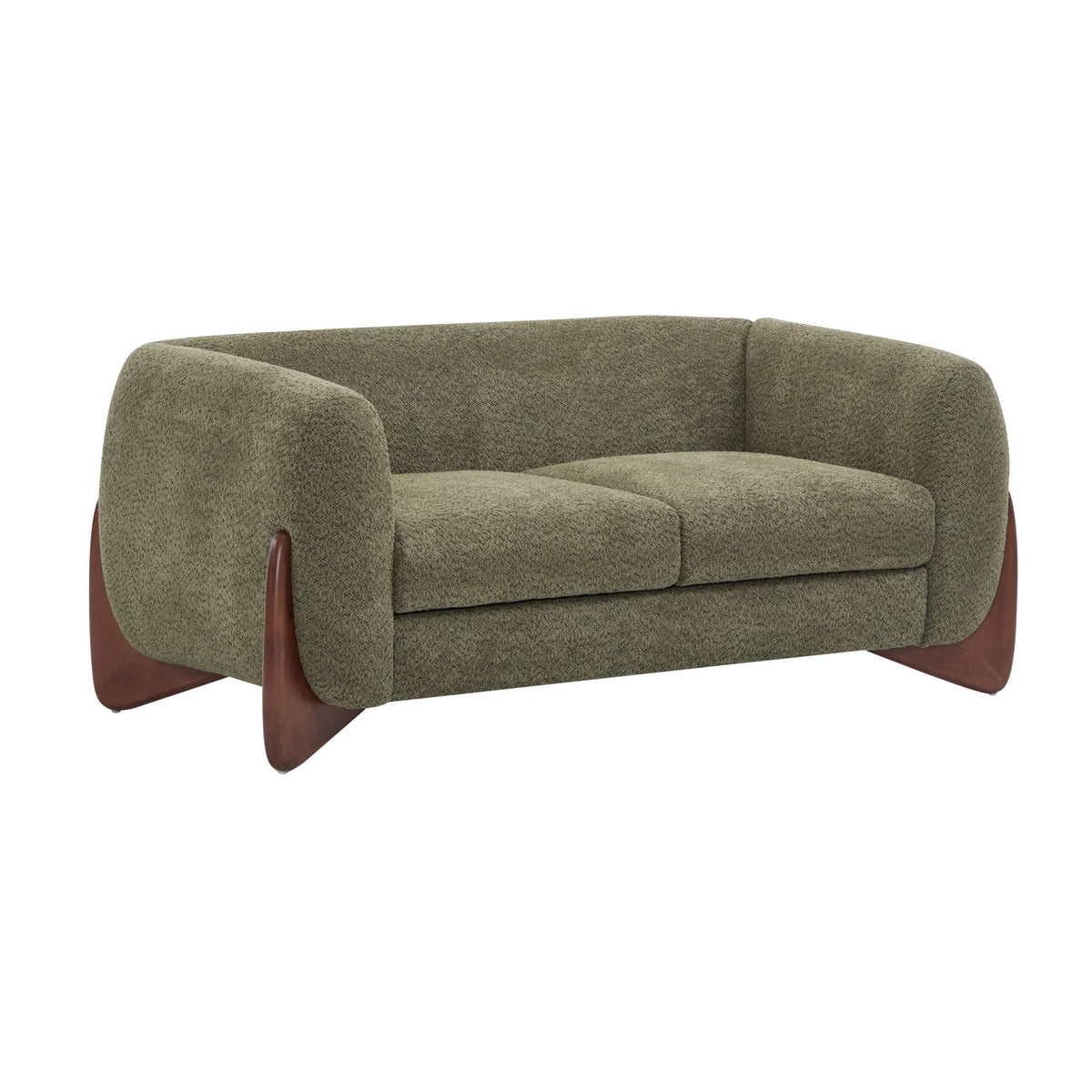 Arlo Modern Boucle Upholstery 2-Seater Sofa with Solid Wood Legs, Caramel