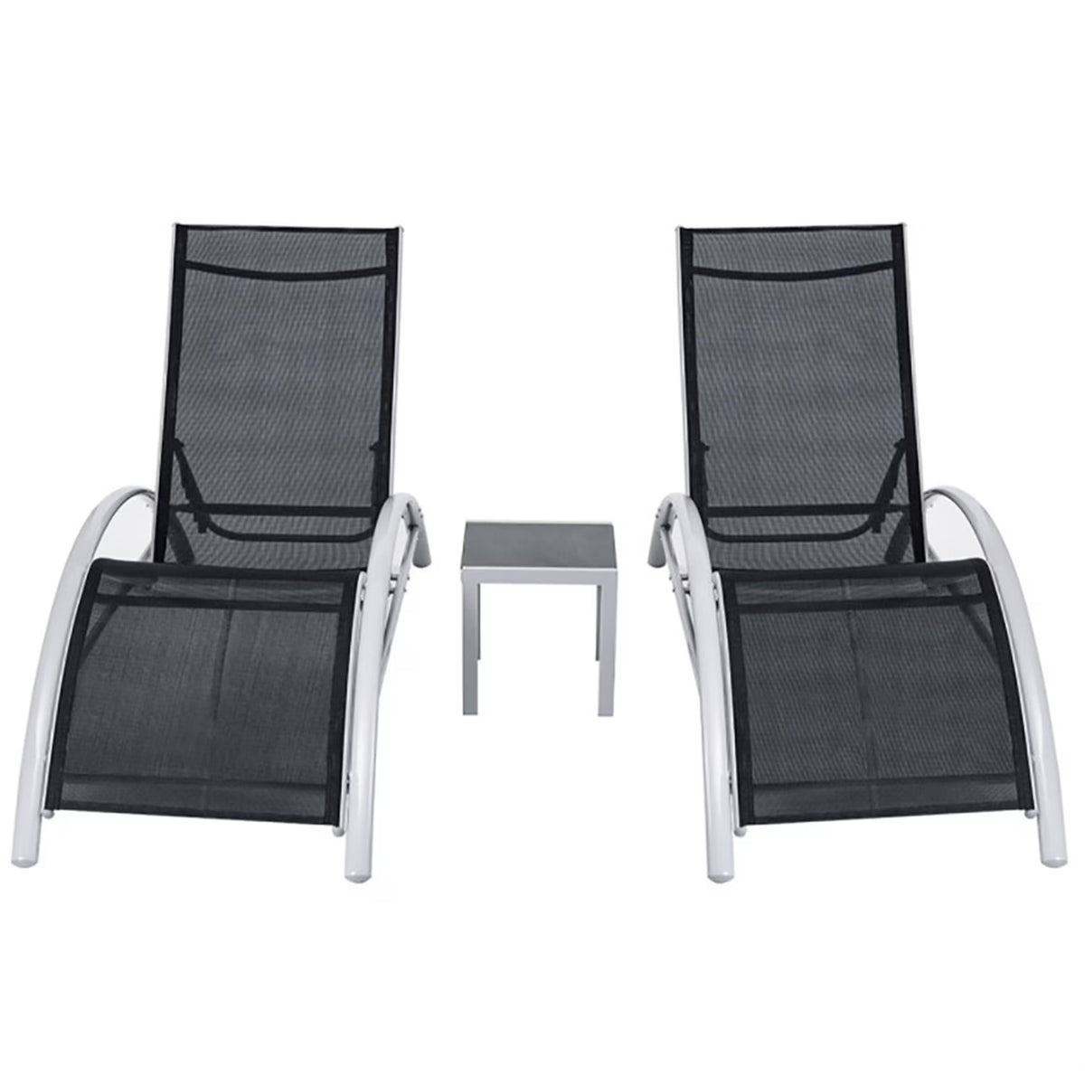 Aimee Lii 3 Pieces Folding Portable Zero Gravity Reclining Lounge Chairs Table Set, Wicker Patio Furniture