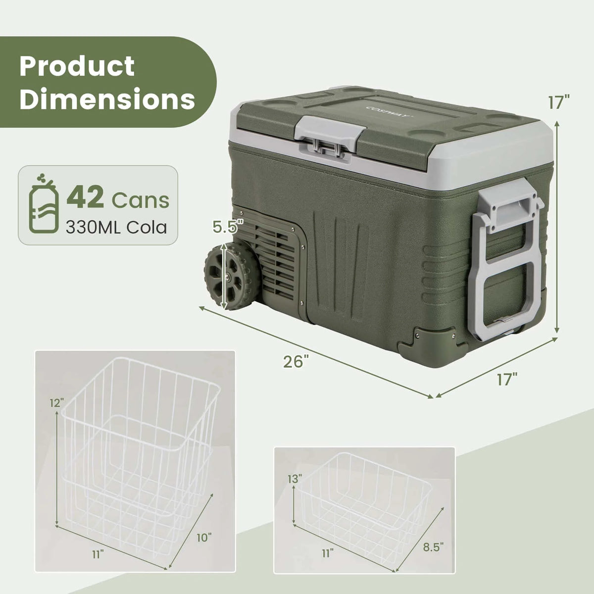 Costway 12 Volt Car Refrigerator 37 QT Portable Car Fridge with -4℉~68℉ Adjustable Range