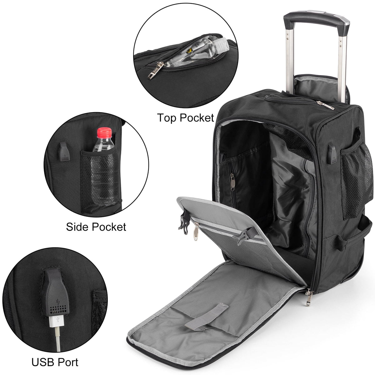 17" Rolling Personal Item Under Seat Duffel for United Airlines
