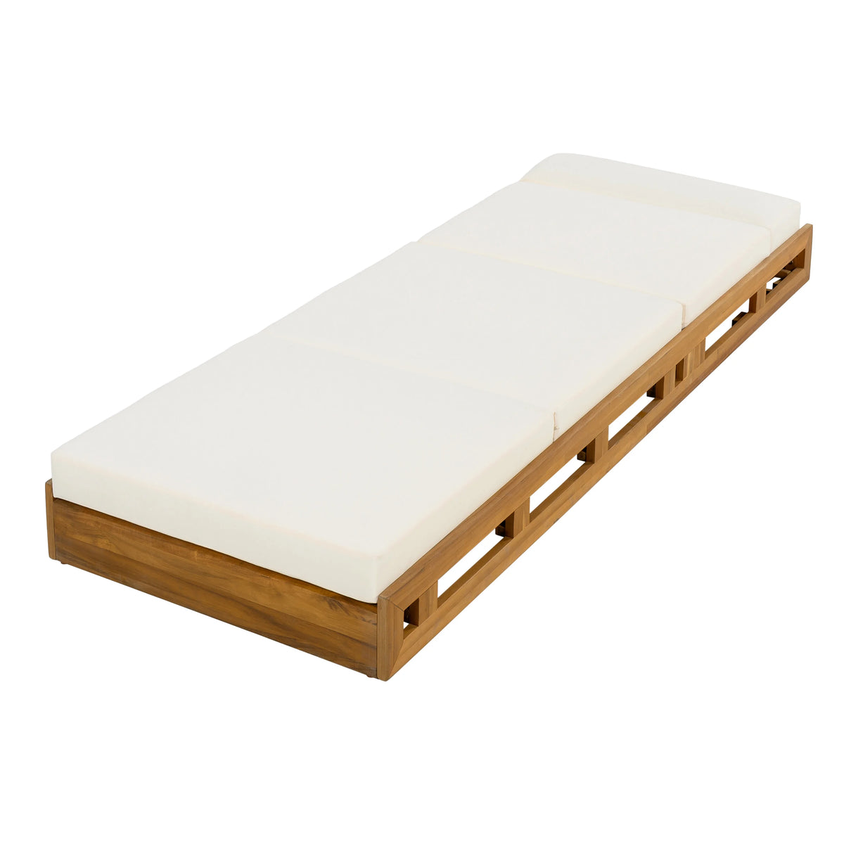 Patio Seating LOUNGE CHAISE SET, ACACIA WOOD WITH WATER-RESISTANT LOUNGE CUSHIONS (CREAM & 4 INCH THICK) - MATCHING DARK GREY VERSION AVAILABLE,Outdoor Seating