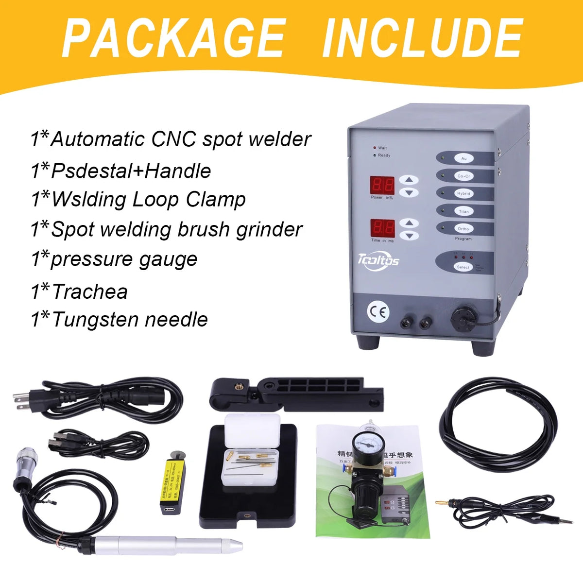 Tooltos Automatic CNC Pulse Argon Arc Tig Jewelry Spot Welding Machine