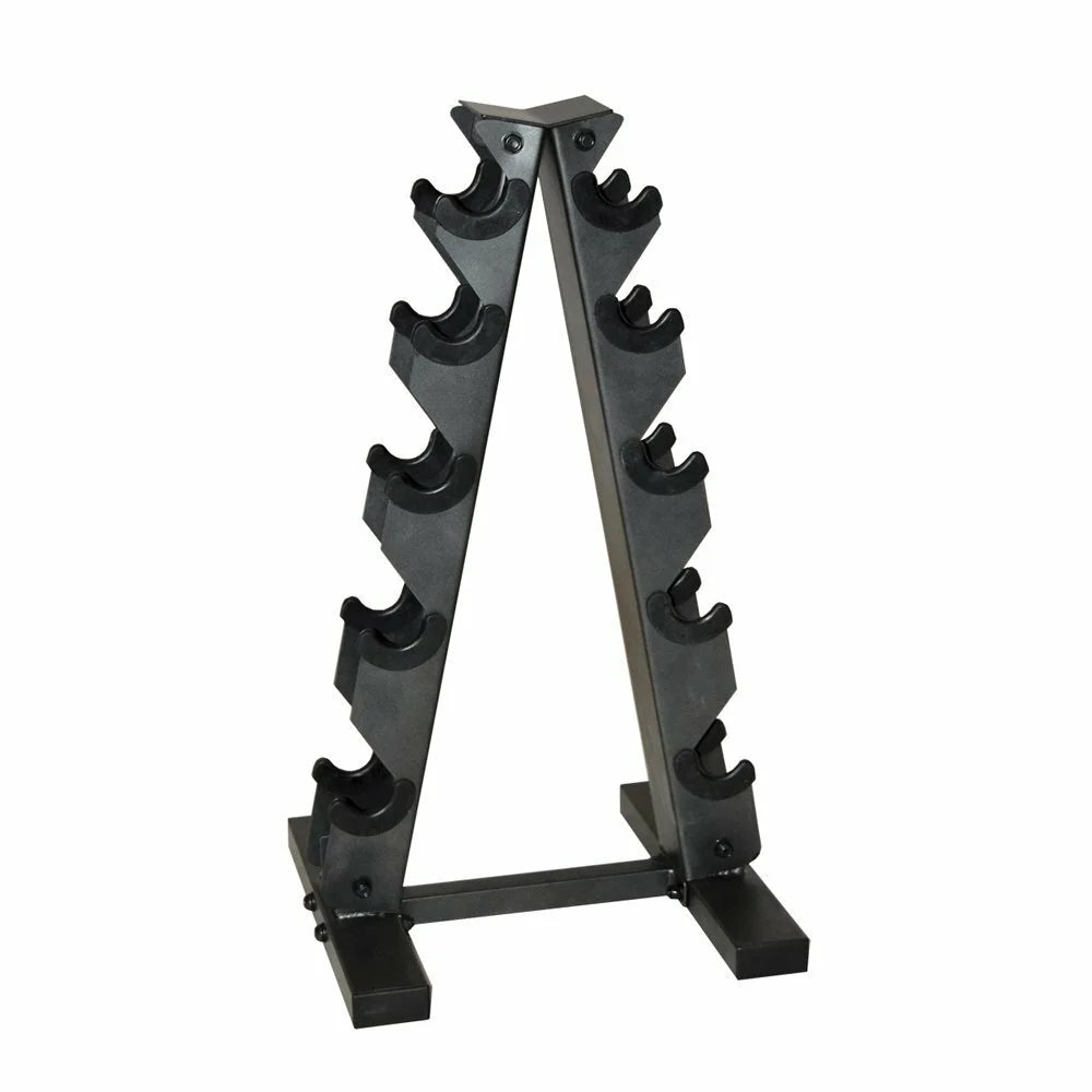 CAP 150 lb Coated Rubber Hex Dumbbell Weight Set with A-Frame Rack, Black