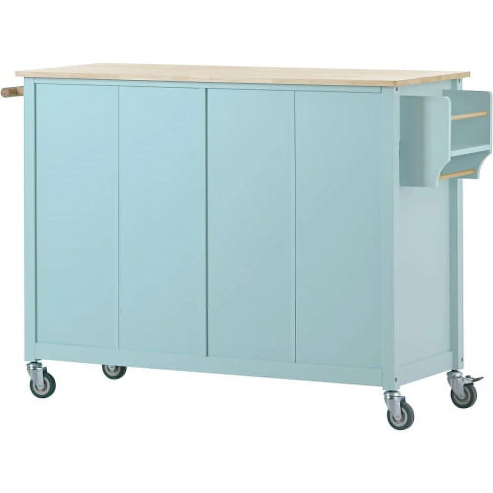 ZIVACATE Rolling Kitchen Island with Drop Leaf and Storage Large 53 in Movable Kitchen Carts White
