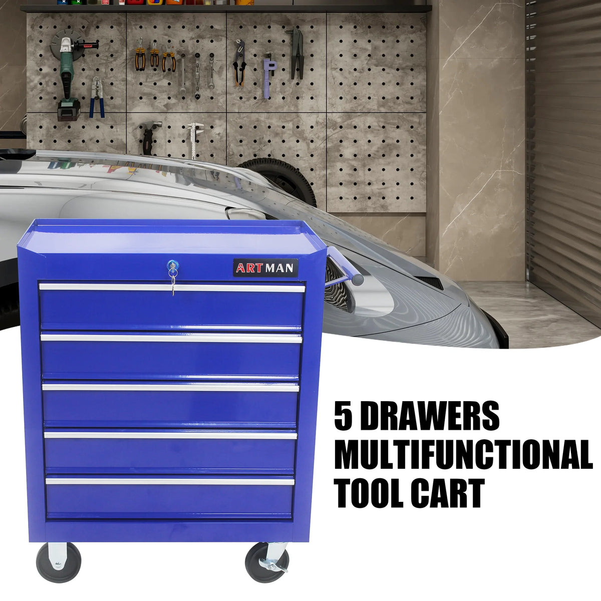 ARTMAN 5 Drawer Rolling Tool Chest, Tool Storage Cabinet  with Wheels and Drawers for Garage Warehouse