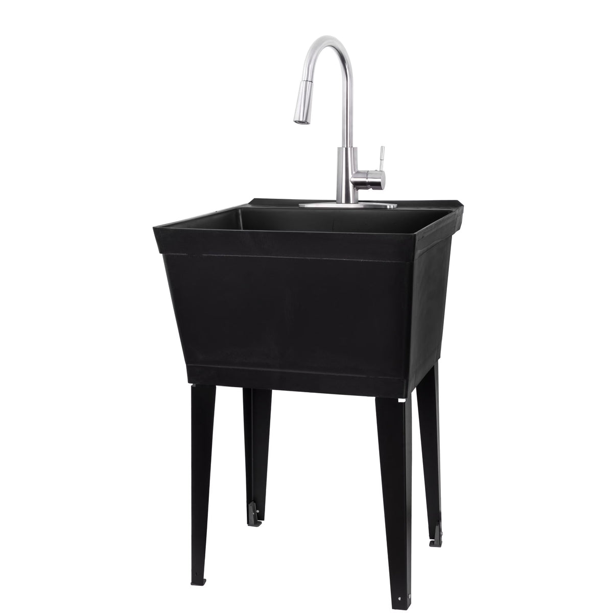 19 Gallon Laundry Sink with High Arc Stainless Steel Pull-Down Kitchen Faucet 6503SS