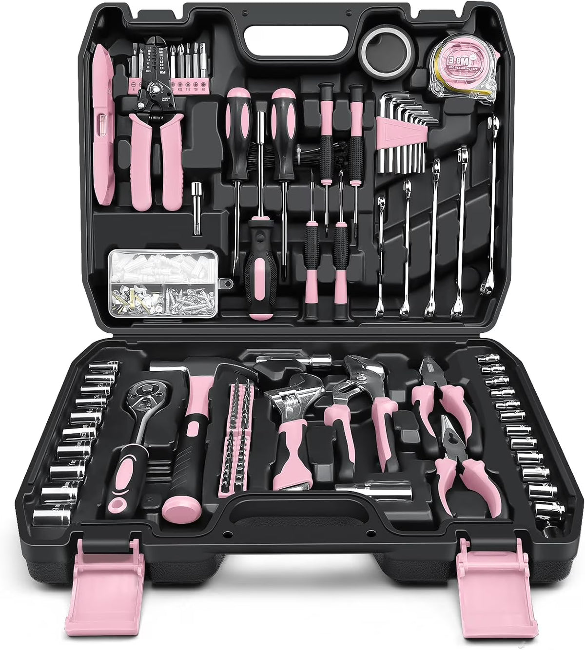 Home Tool Kit 281-PCs - General Basic Home Auto Repair Tool Kits - Complete Portable Hand Tool Sets for Women - Tool Box Set with Socket Wrench Set & Screwdriver Sets & Hex Key & Pliers