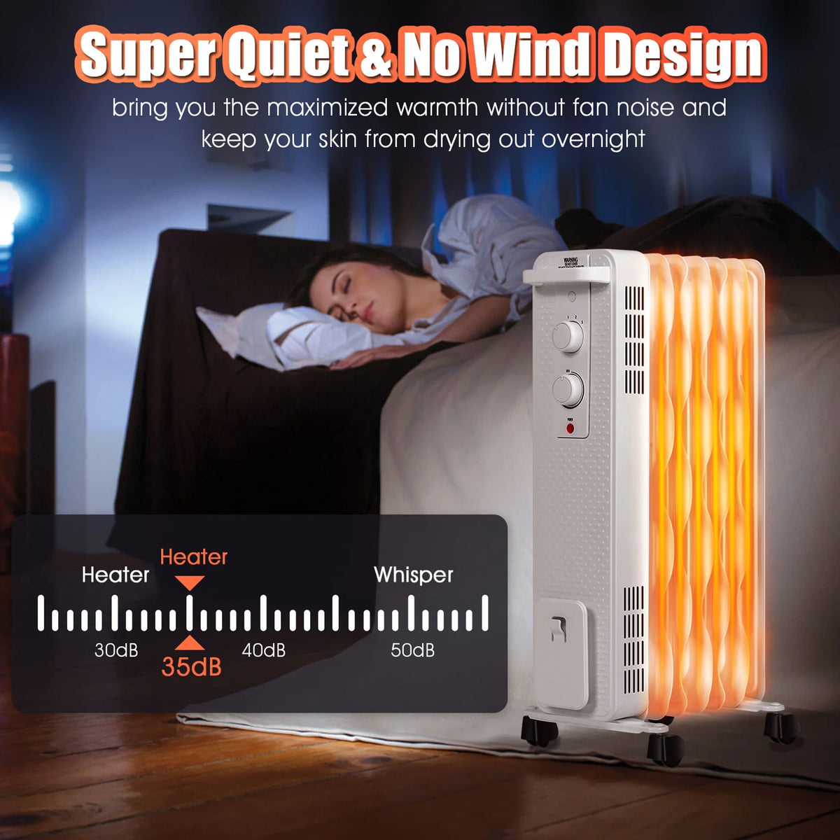 Gymax 1500W Oil Filled Radiator Space Heater w/ 3 Heating Modes Black