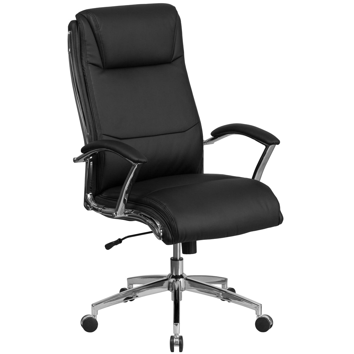 Emma + Oliver High Back Designer White LeatherSoft Smooth Swivel Office Chair with Arms