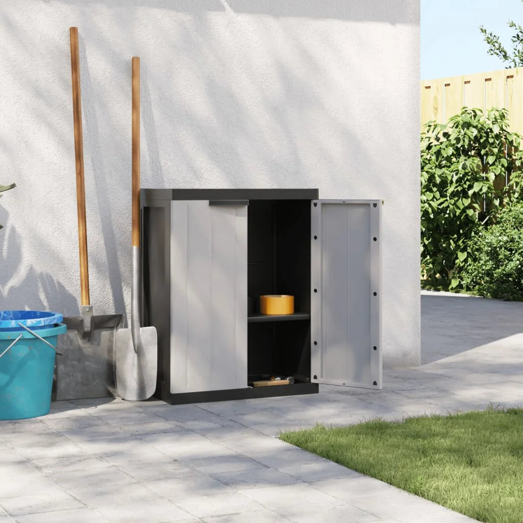 vidaXL Outdoor Storage Cabinet Black 25.6"x14.6"x33.5" PP