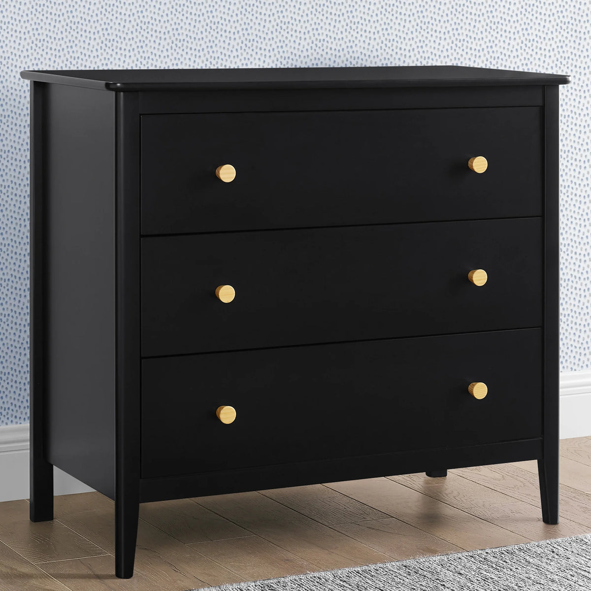 Delta Children Casey 3 Drawer Dresser with Interlocking Drawers, Black Ebony/Natural