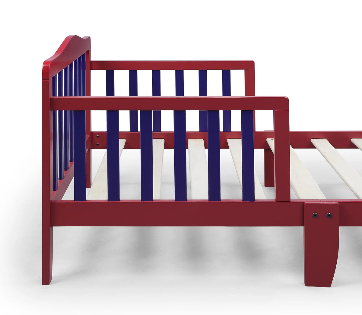 Olive & Opie Twain Toddler Bed, Red/Blue Finish