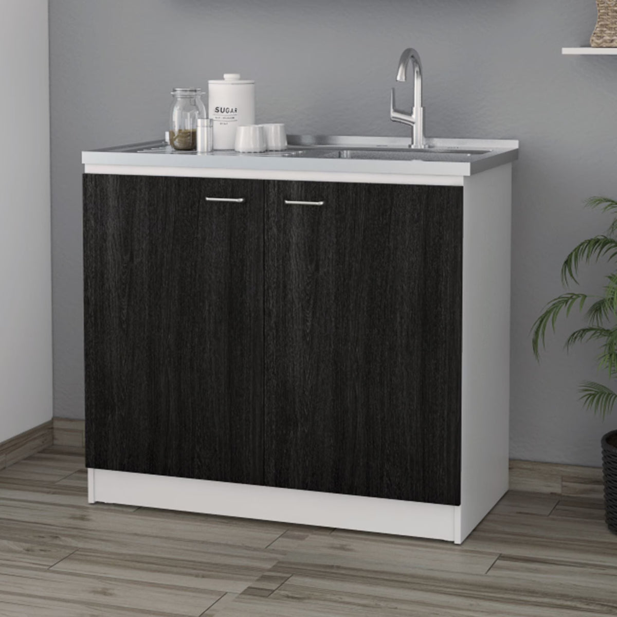 Boahaus Dunkerque Kitchen Base Cabinet, Black