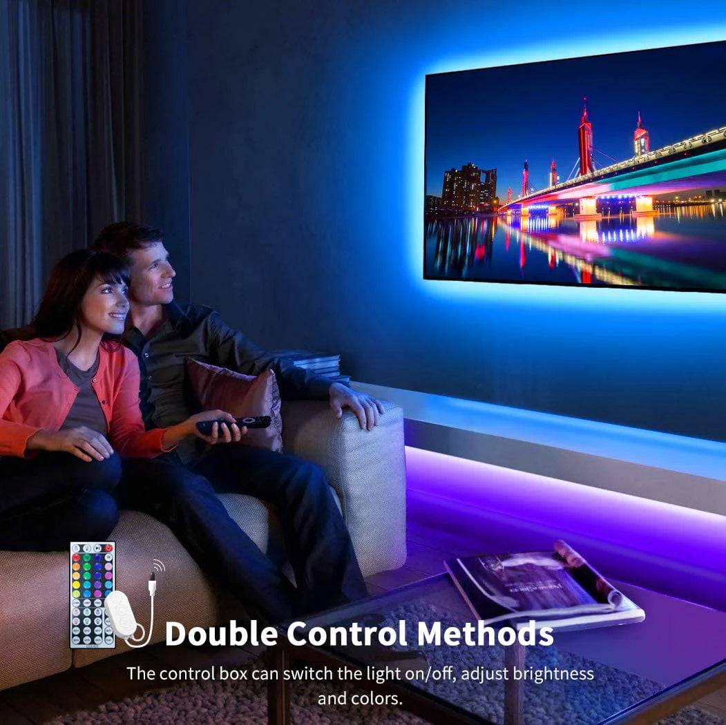 LED Strip Lights, 3 Rolls x 5 meter RGB Colored Rope Light Strip Kit with Remote and Control Box for Room, Ceiling, Bedroom