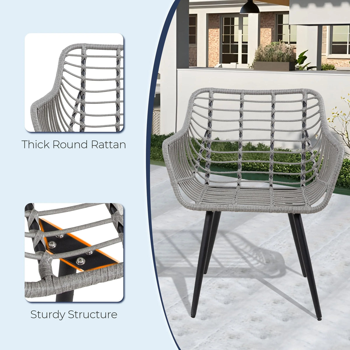 FHFO 3 Piece Patio Bistro Set, Outdoor Wicker Apartment Balcony Furniture Sets, Rattan Table and Chairs Set of 2 for Porch Backyard Lawn Poolside Deck, Beige