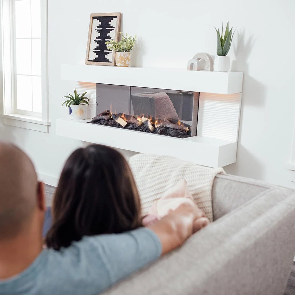 SimpliFire Format 10"D x 60"W x 23"H Floating Mantel Electric Fireplace - White
