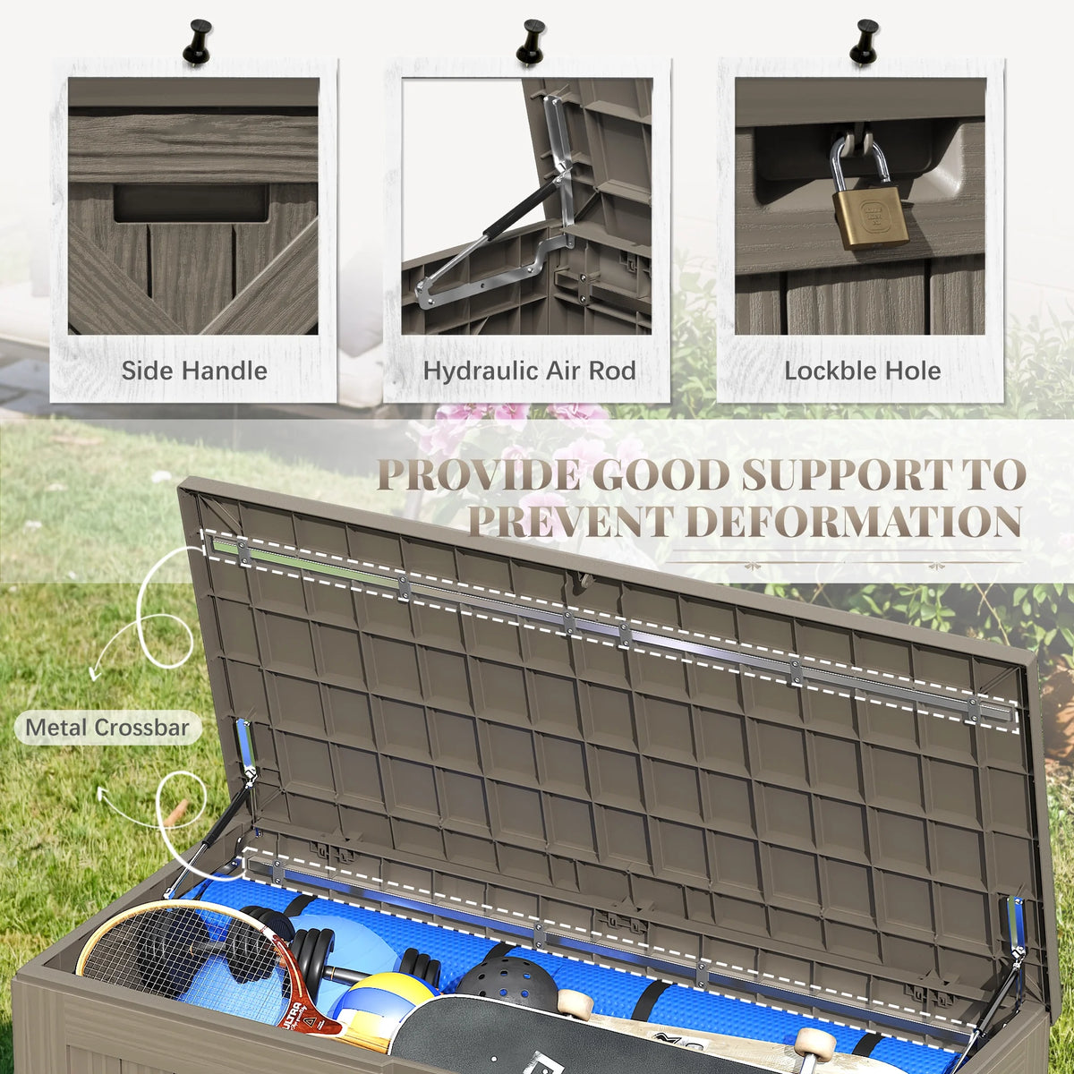 Devoko 120 Gallon Outdoor Patio Box Deck Plastic Resin Storage Box Backyard, Dark Grey