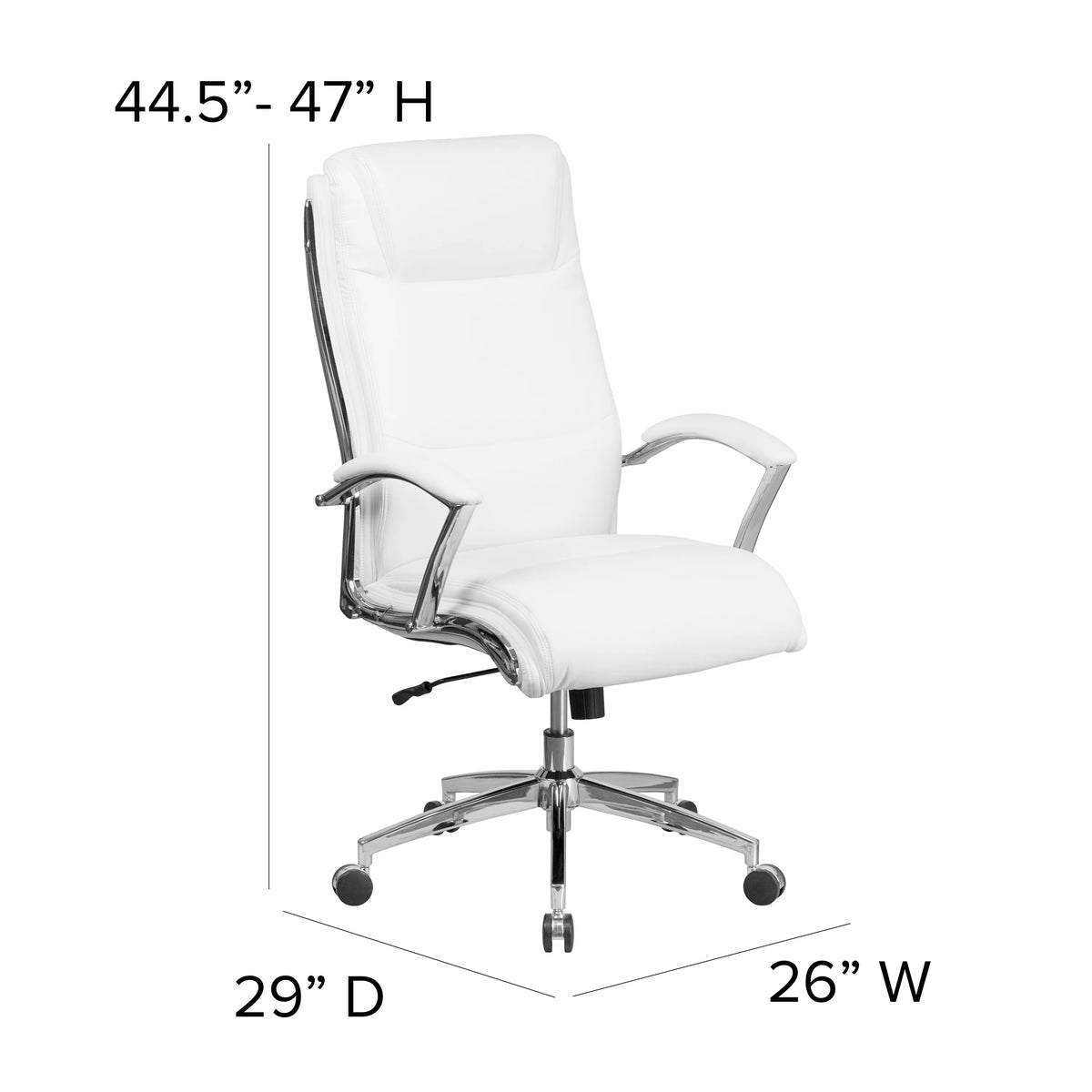 Emma + Oliver High Back Designer White LeatherSoft Smooth Swivel Office Chair with Arms