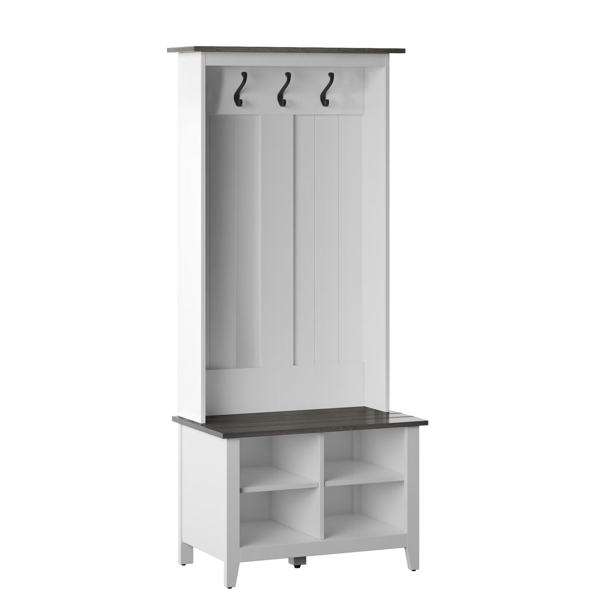 Twin Star Home Hall Tree with Storage Bench in White