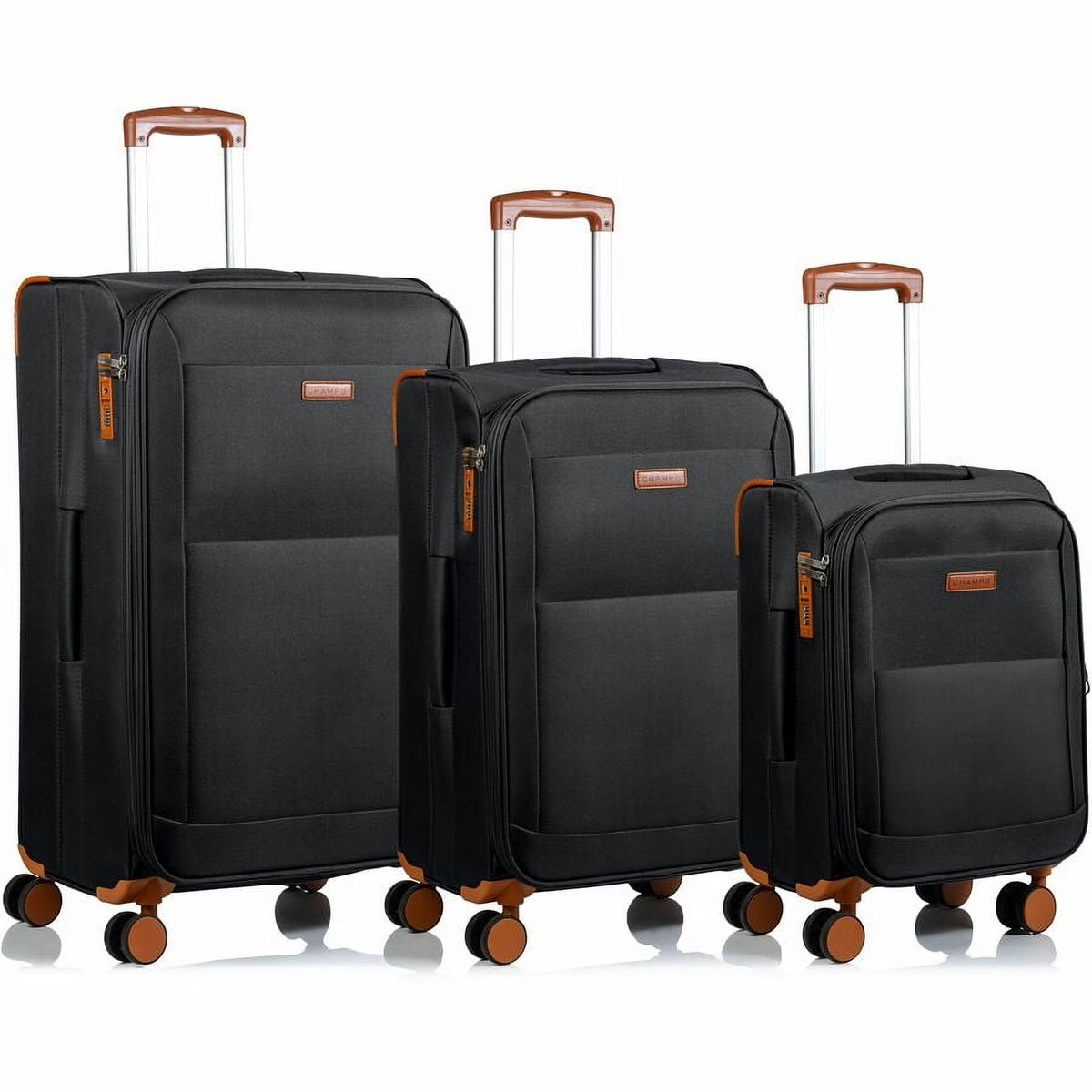 CHAMPS Classic Collection, 3-piece Softside Luggage set, Black