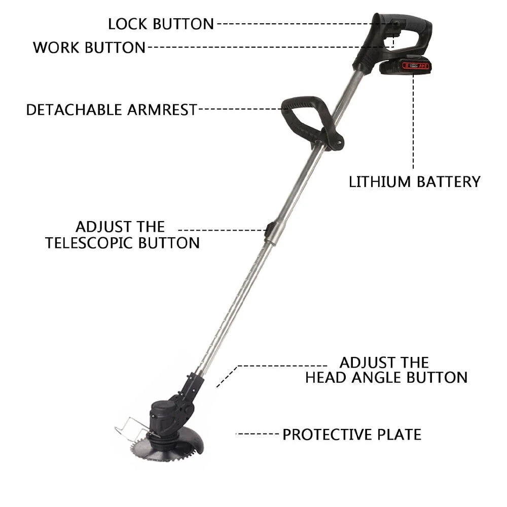 Paddsun Electric Weed Eater Lawn Edger Cordless Grass String Trimmer Cutter 24V &Battery