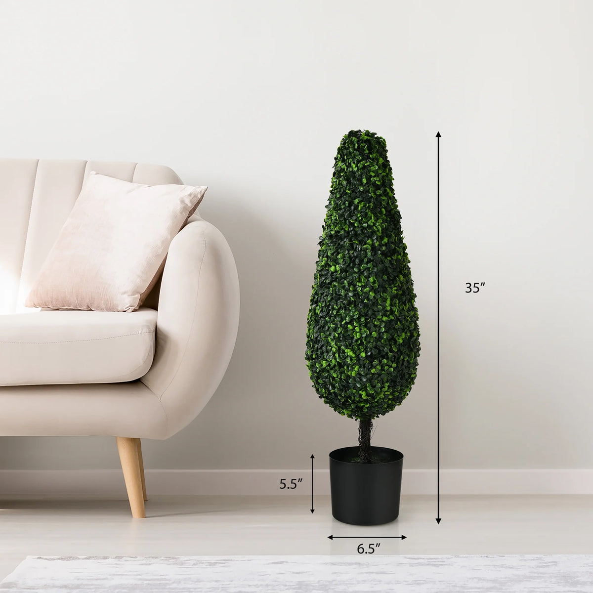 Costway 2 Pack 3FT Artificial Tower Topiary Tree UV Resistant Indoor Outdoor