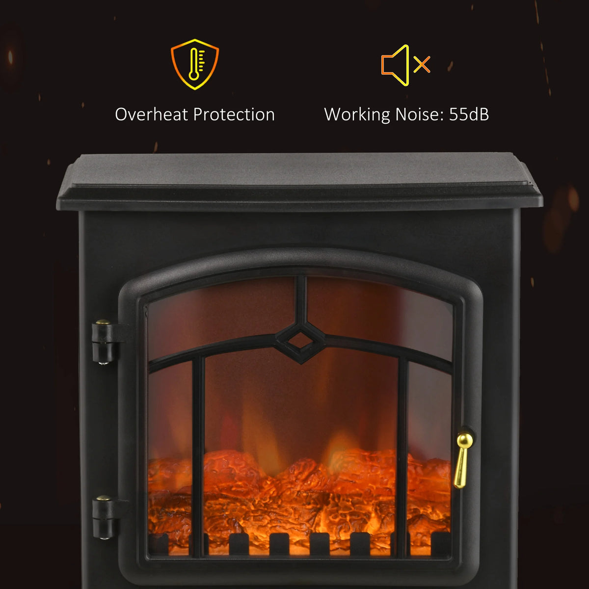 HOMCOM 22" Electric Fireplace Stove with 3-Sided Realistic Flame, Artificial Fake Faux Fireplace, Black