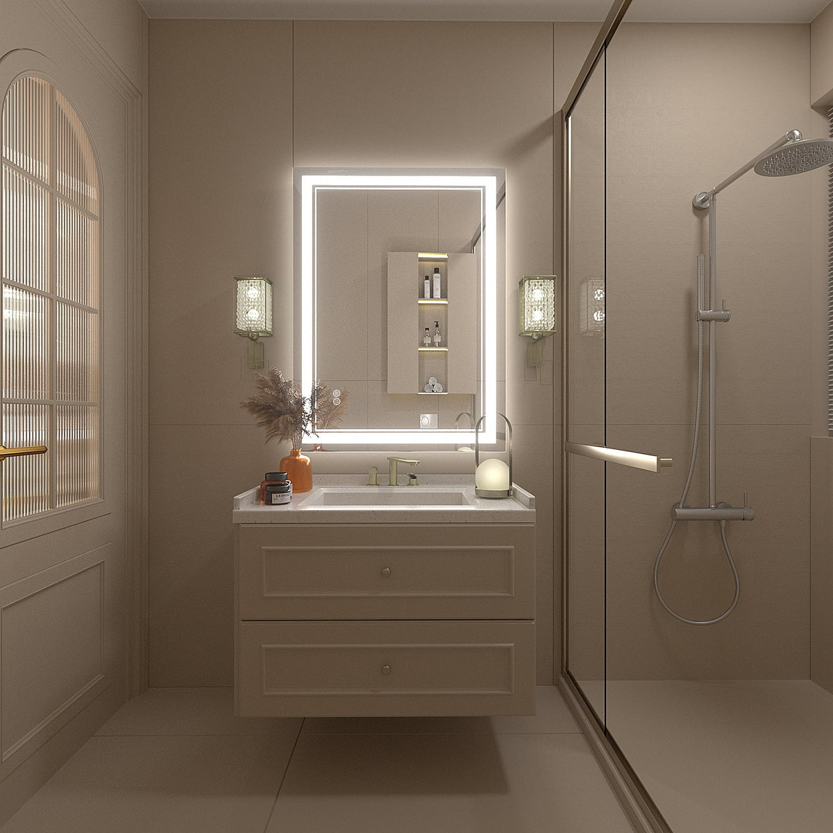 Frameless Frontlit LED Anti-fog Bathroom Vanity Mirror 96x36 inch