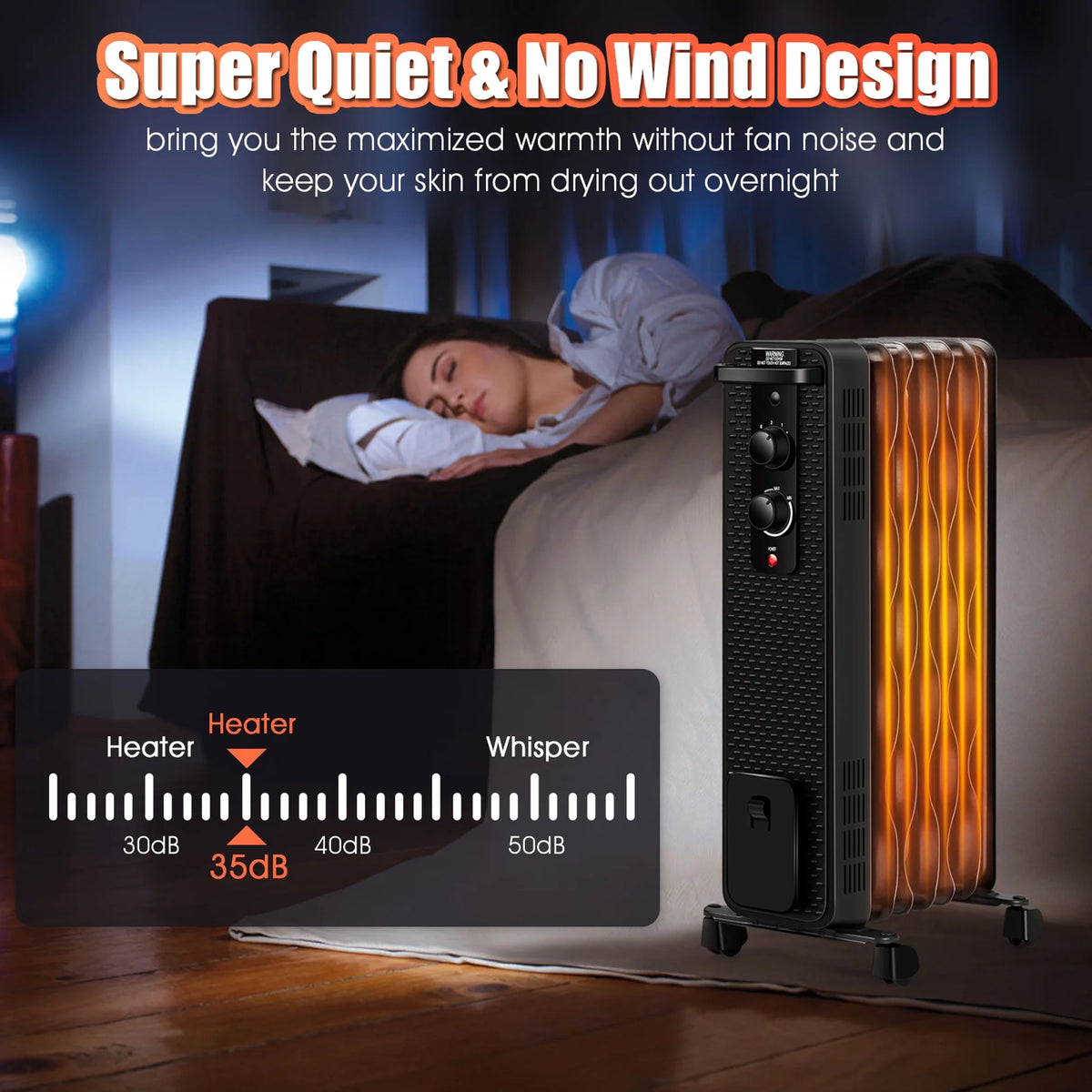 Gymax 1500W Oil Filled Radiator Space Heater w/ 3 Heating Modes Black
