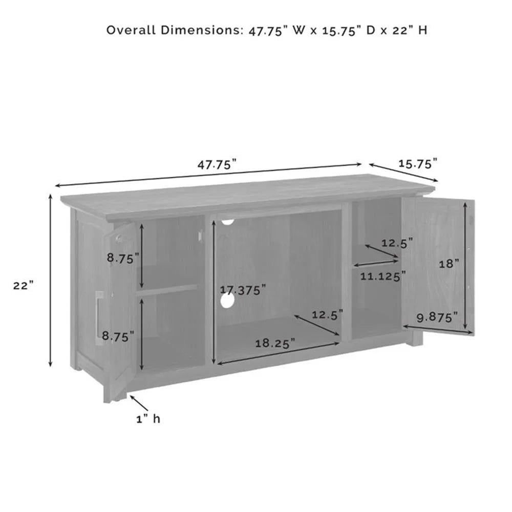 Crosley Furniture Camden 48" Low Profile Tv Stand W/Fireplace Dark Walnut