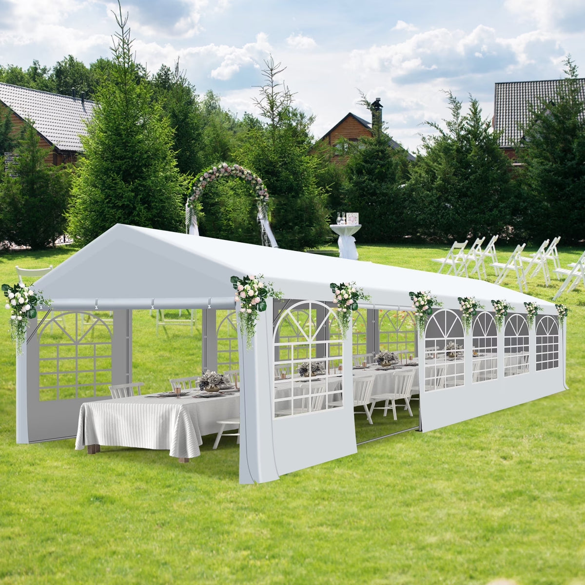 Gartooo 20'x20' Heavy Duty Party Tent, Outdoor Wedding Party Tent with Removable Sidewalls, Outdoor Canopy for Events