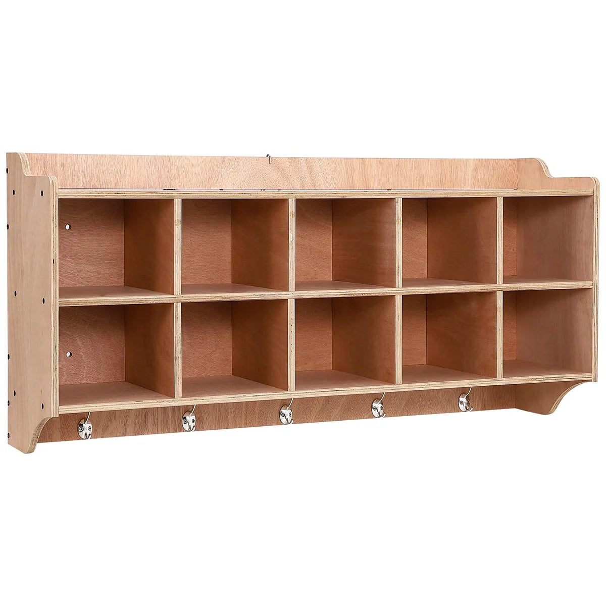 Ataucjin 5-Section Classroom Coat Locker, 20 Cubbies for Classrooms, Daycare Cubby with 4 Casters, 5 Hooks and 2 Storage Boxes, for Home, School, Kindergarten