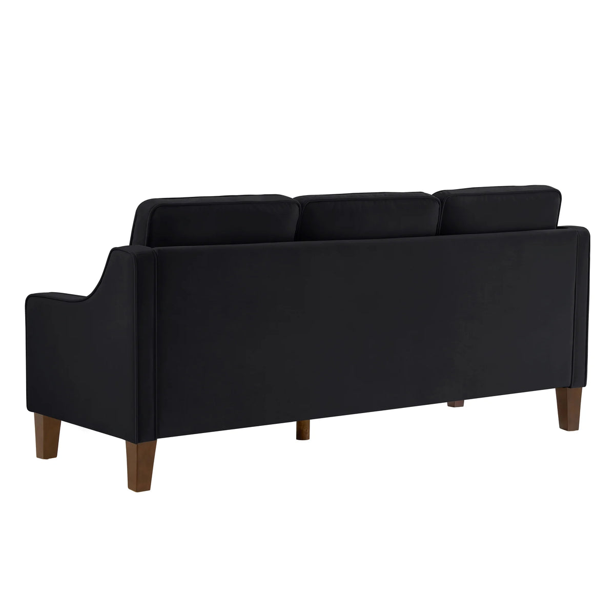 Living Room Sofas Modern 3 Person seat Sofa Couch with Scooped Armrest/Wood legs,Upholstered Velvet 3-seat Sofa with Removable Cushions for Livingroom Bedroom,Black,Comfortable Sofas