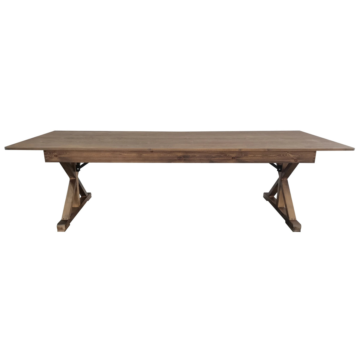 Merrick Lane 9' x 40" Rectangular Antique Rustic Solid Pine Foldable Dining Table with Crisscross Legs