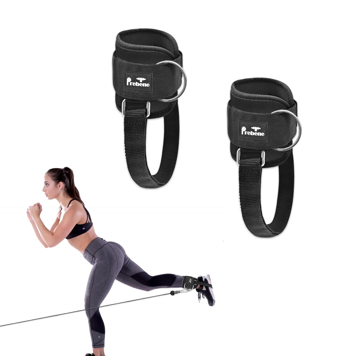 Prebene Ankle Strap for Cable Machines, Adaptive O-ring for Glute & Leg Workouts, Adjustable Ankle Cuffs for Kickbacks, Hip Abductors, Leg Extensions, Lower Body Exercises, Fit Women & Men