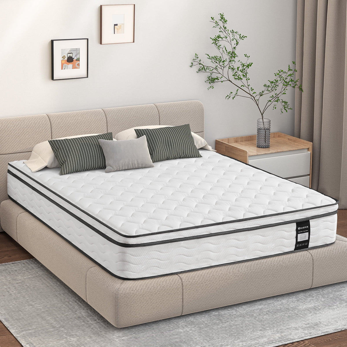 MARNUR 10 inch Queen Hybrid Mattress with Memory Foam, Medium Firm, Euro Top
