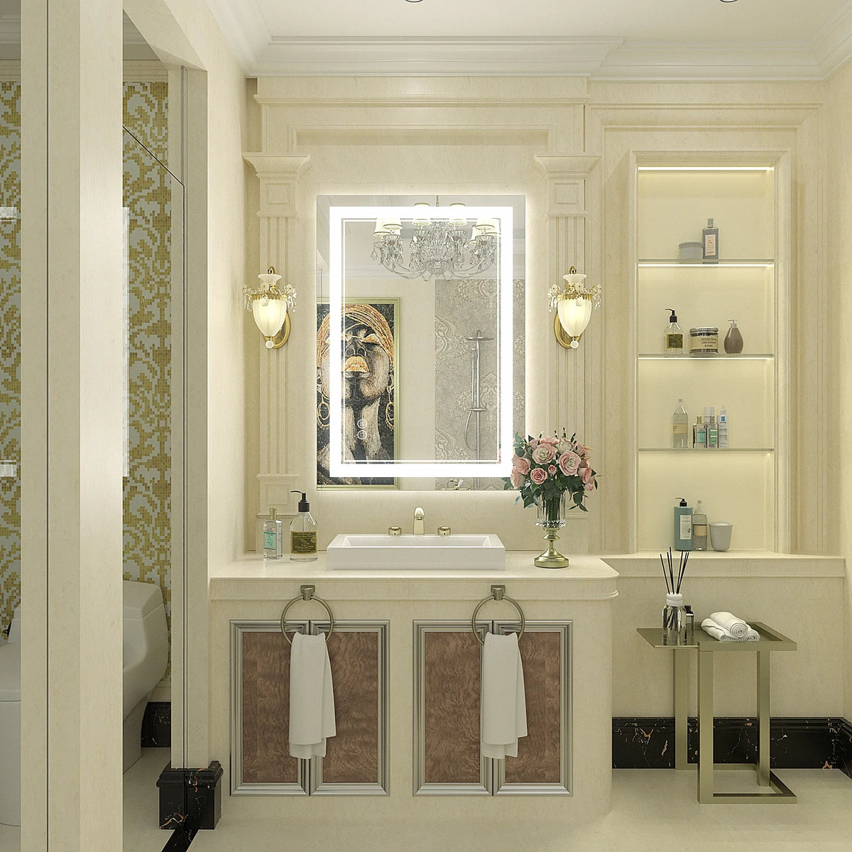 Frameless Frontlit LED Anti-fog Bathroom Vanity Mirror 96x36 inch
