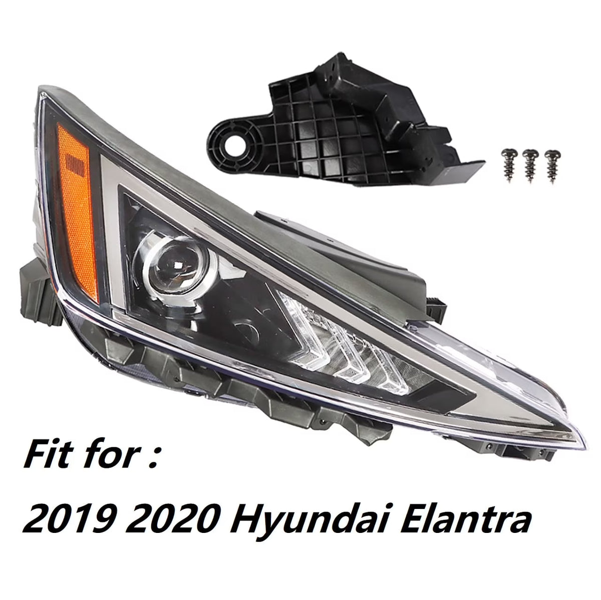 Labwork Headlights Assembly Black Halogen Headlamp Housing Fit for 2019 2020 Hyundai Elantra, Front Right (Passenger Side)