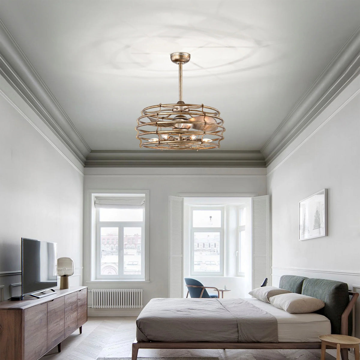 Baakir 26.1 in. 6-Light Indoor Gold Brushed Finish Ceiling Fan with Light Kit and Remote