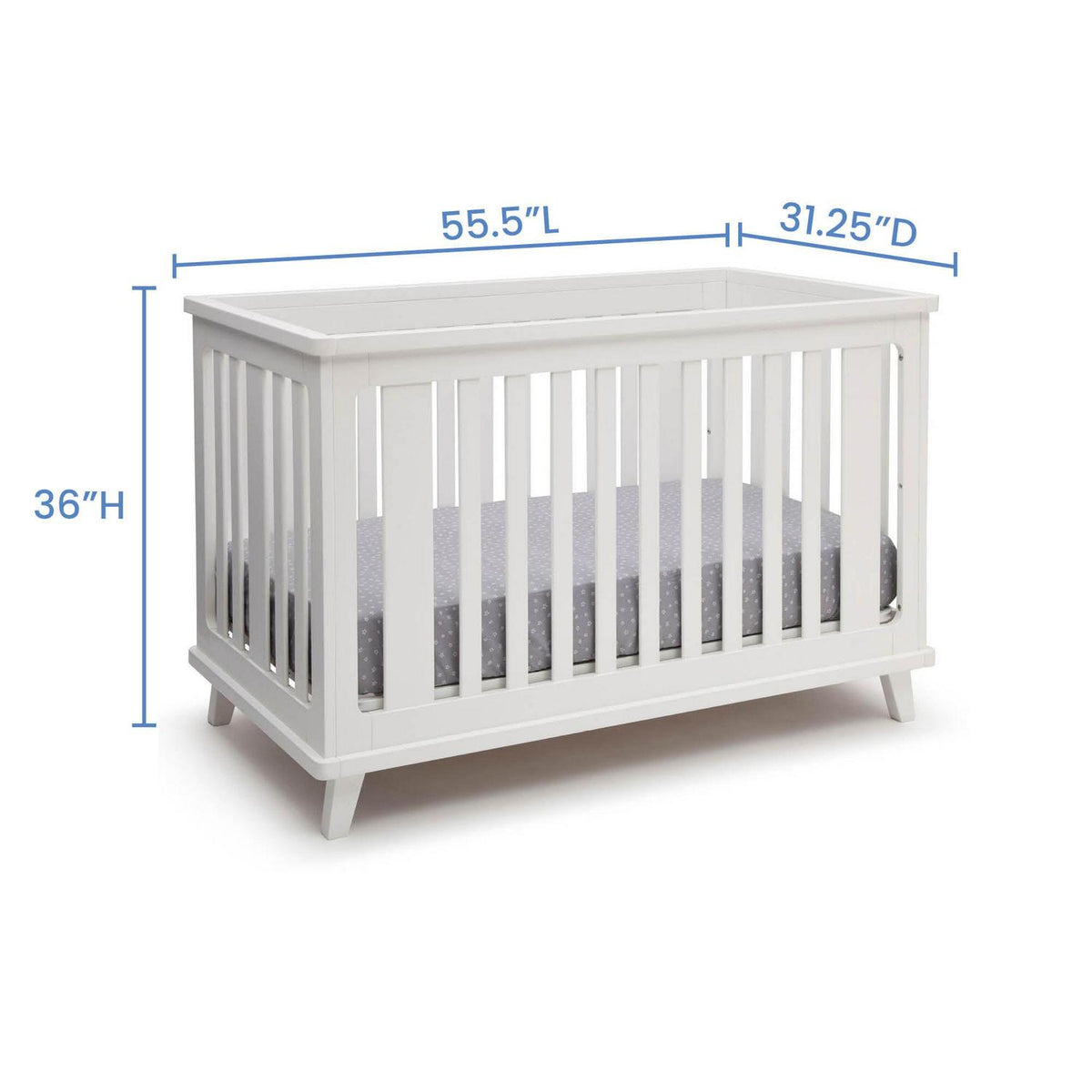 Delta Children Ava 3-in-1 Convertible Baby Crib. White
