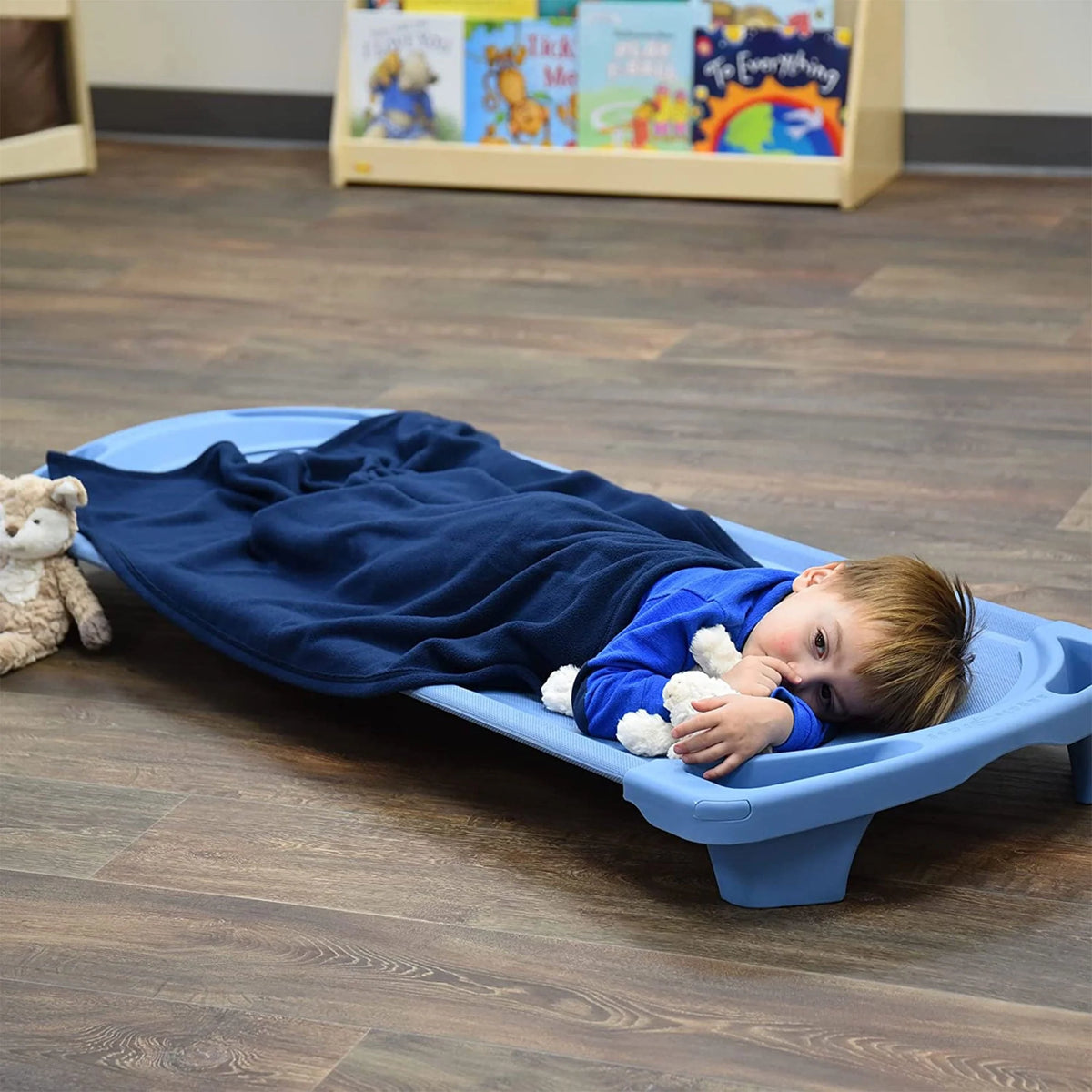 Angeles SpaceLine Toddler Nap Cots For Kids, Wedgewood Blue (4 Pack)