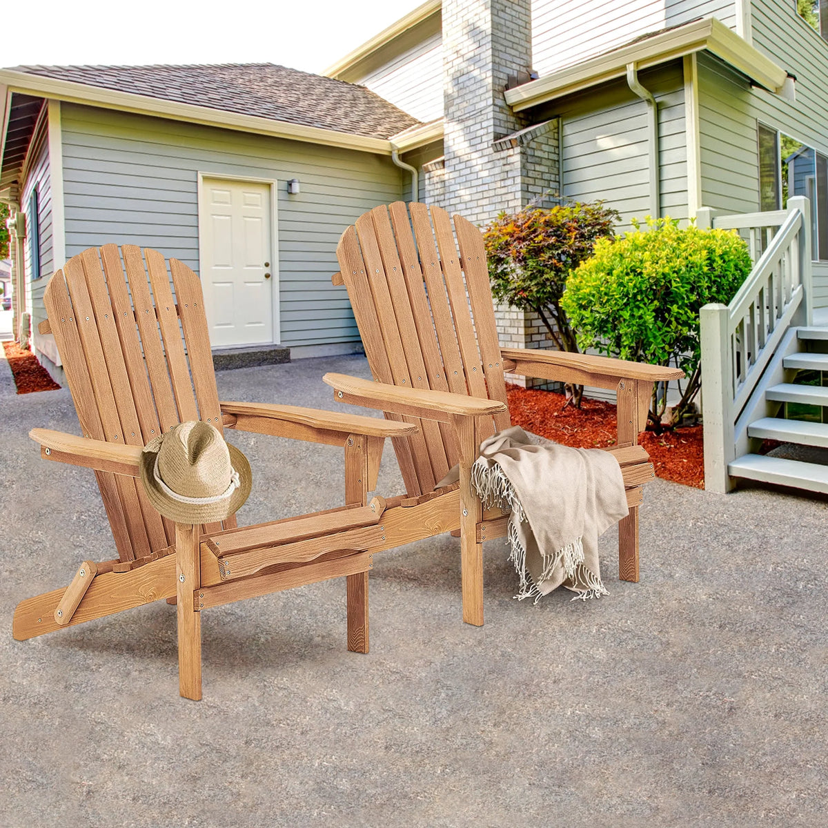 uhomepro Outdoor Adirondack Chairs Set of 2, Folding Fire Pit Chair, Weather Resistant Patio Lawn Chair for Outside Deck Garden Backyard Balcony, Gray