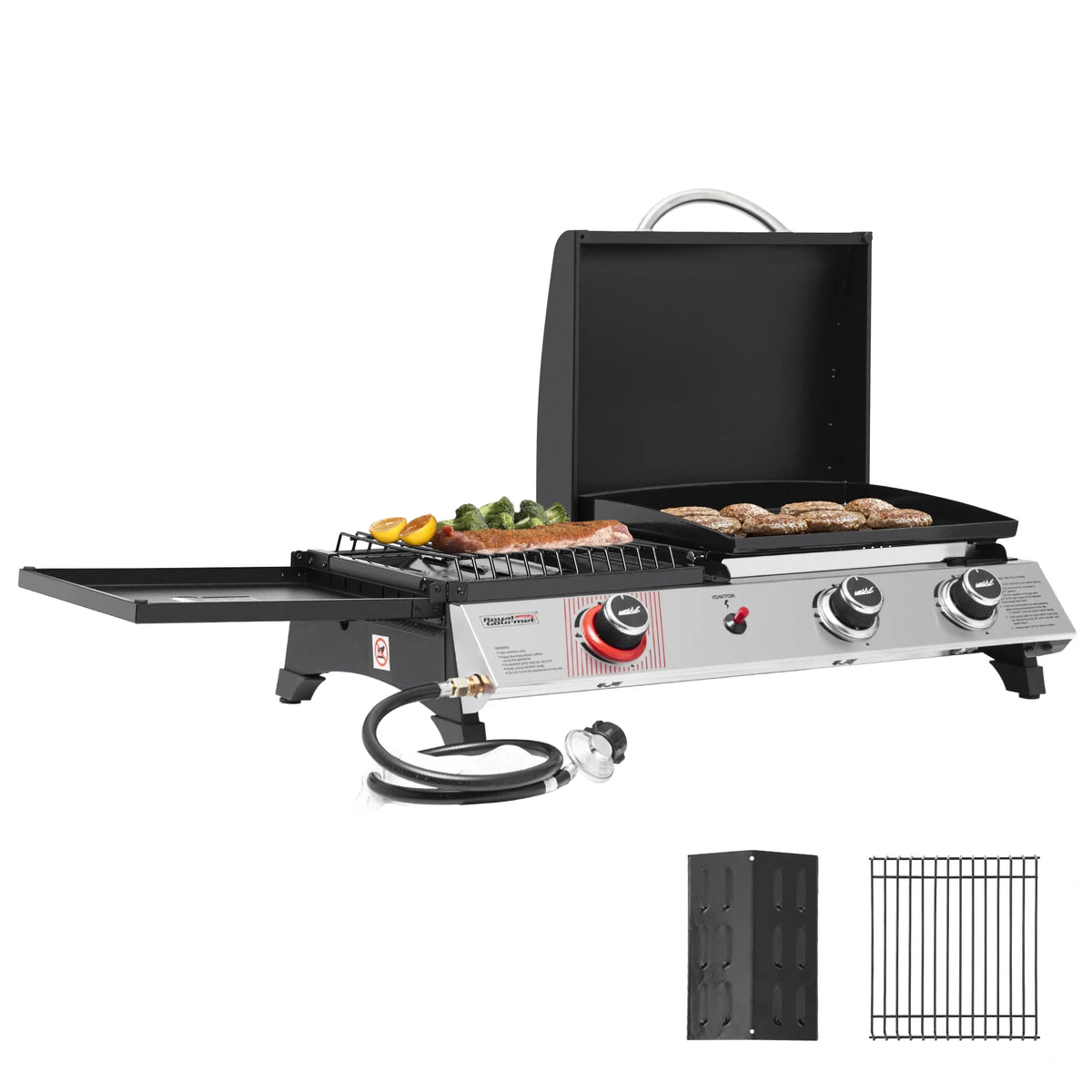 Royal Gourmet 3-Burner Portable Gas Griddle with Side Burner, PD1305H