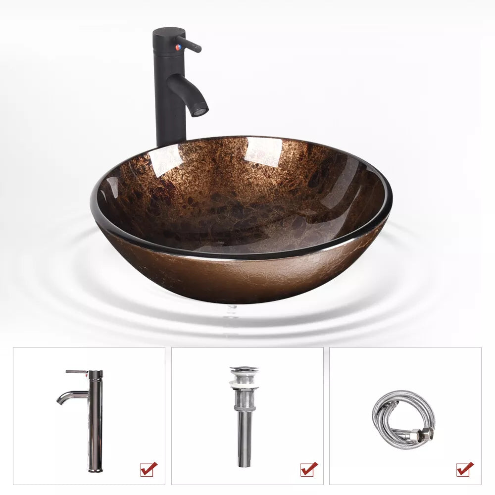 FULLWATT Bathroom Ceramic Sink Vanity Vessel Basin Porcelain Faucet Drain Combo Rectangle,White
