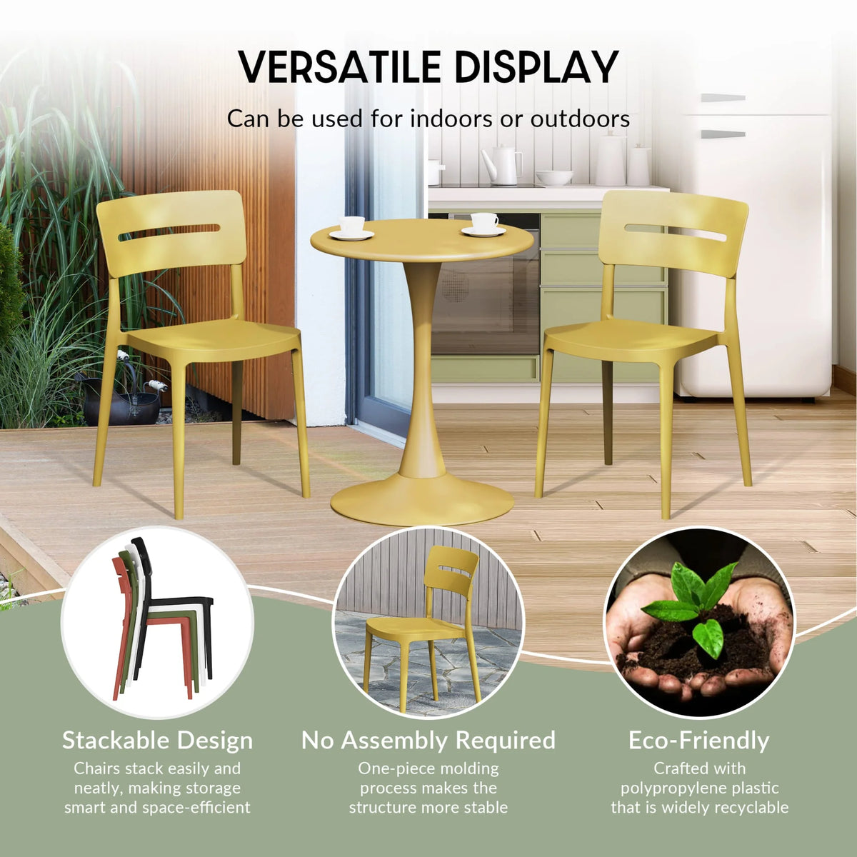 WestinTrends Playa 3-Piece Outdoor Resin Patio Bistro Set with Stackable Patio Dining Chairs, Black