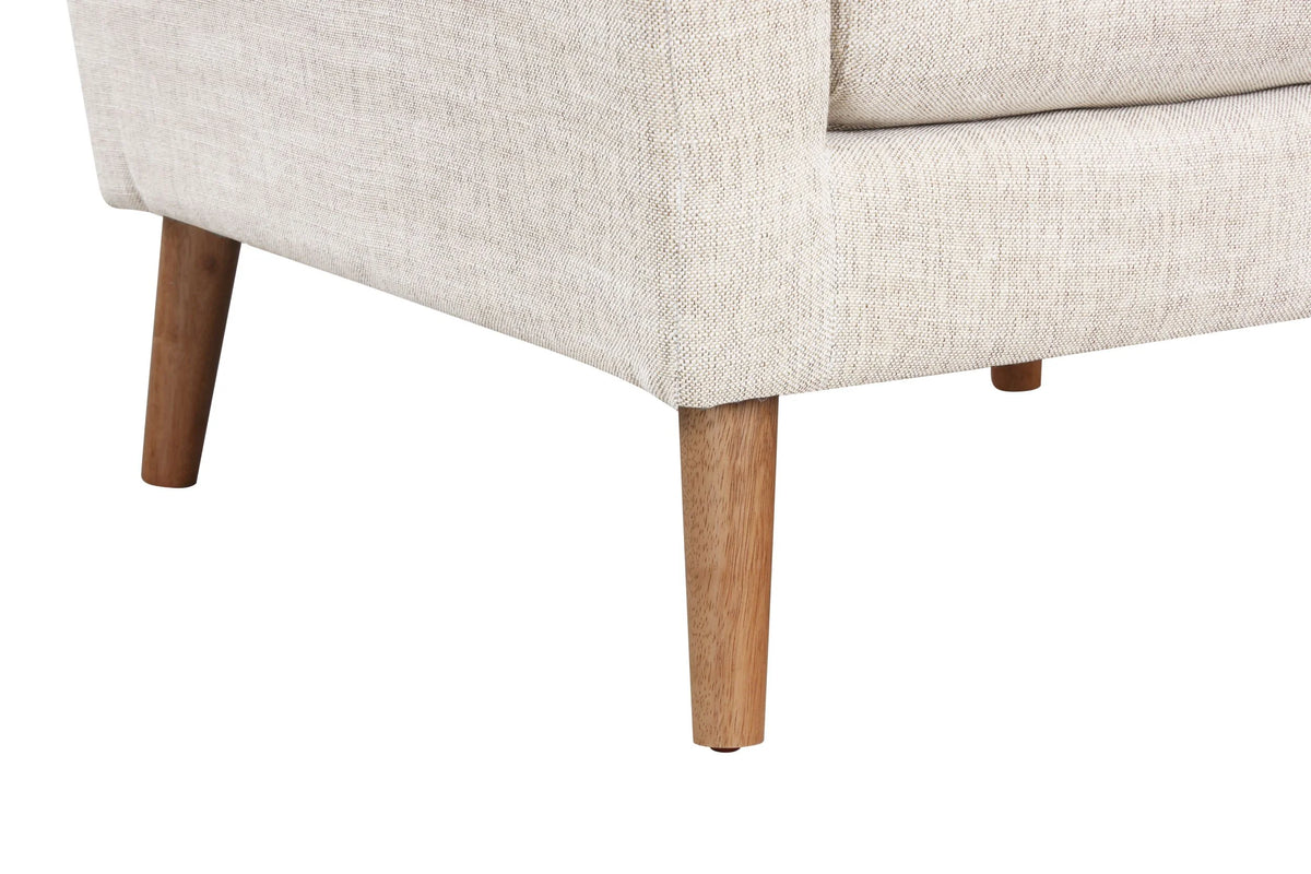 Mainstays Square Arm Accent Chair With Rubber Wood Legs, Beige Linen Fabric