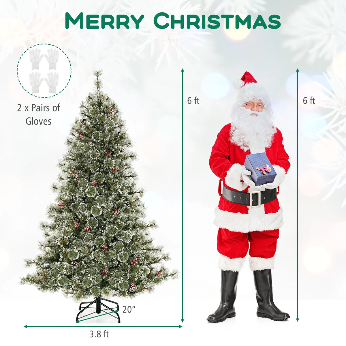 Costway 9 FT Artificial Christmas Tree with  360?�� Quick Power Connector 1714 Pine Needles