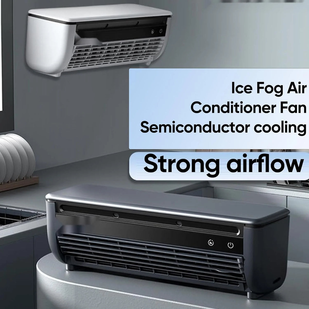 Saker Portable Wireless Wall Mounted Air Conditioner,Mini AC Cooler for Kitchen,Battery-Powered, Wall Mountable, Easy Clean (white)
