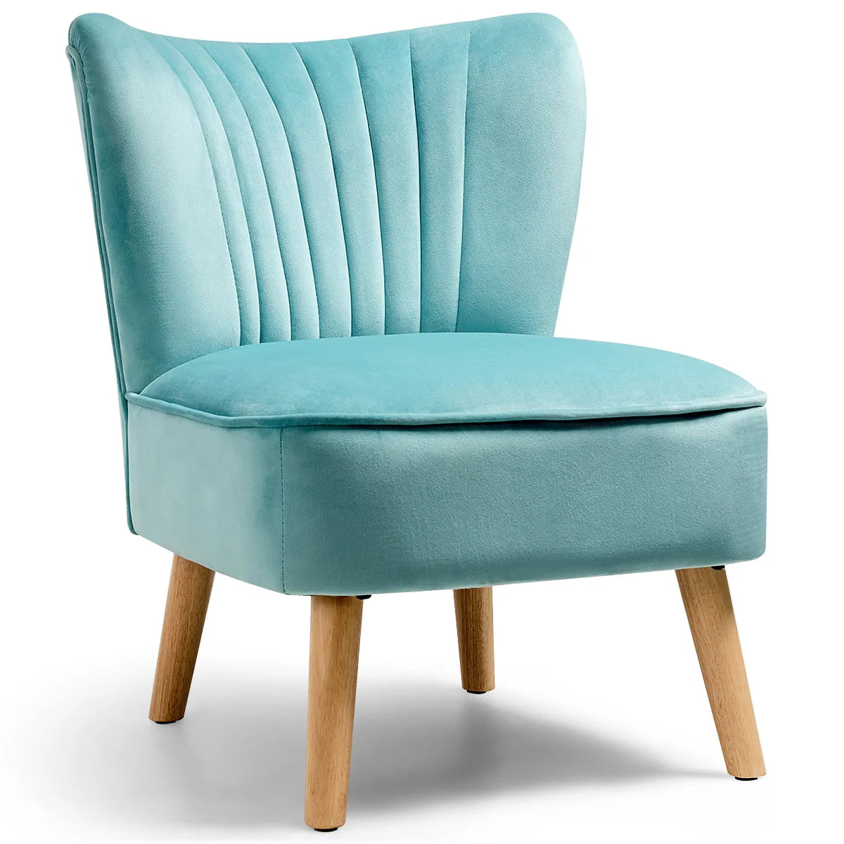 Costway Armless Accent Chair Modern Velvet Leisure Chair Single Upholstered Green