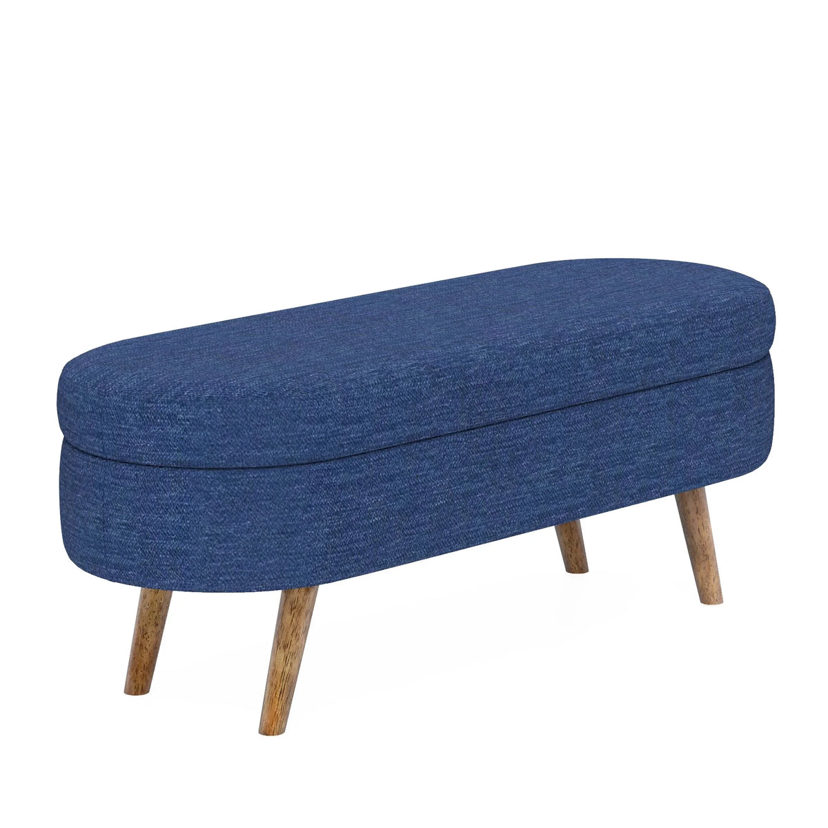 Furniliving Modern Upholstered Button Tufted Storage Ottoman Entryway Bench, Ivory
